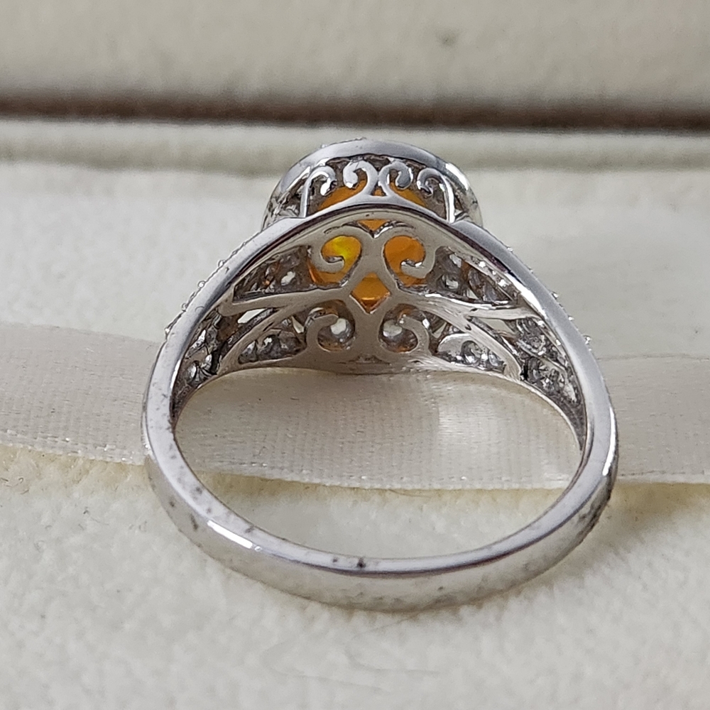 Ethiopian Opal and Zircon Ring - Picture 4 of 10